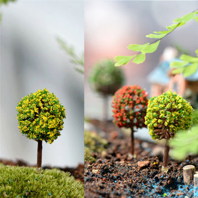 mazalan 5ชิ้น/ล็อตการจำลองต้นไม้ดอกไม้ที่มีสีสัน Ball Tree Micro Landscape เครื่องประดับ