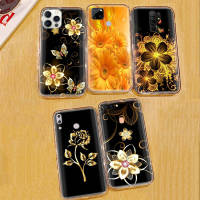 โปร่งใส เคสโทรศัพท์ หรับ iPhone XR 7 6s 6 11 5s XS 5 8 SE Max Plus X Pro Protective ปก Golden Flower