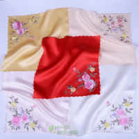 Womens 100 Pure Silk 16 momme satin silk embroidery Square handkerchief 10"x10" WJ007