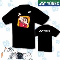 YONEX เสื้อแบดมินตันเสื้อยืดหรูหราฤดูร้อนแขนสั้นรูปการ์ตูนแห้งเร็ว Kemeja Musim Gugur แบดมินตันเกาหลีเสื้อยืดลายอักษรจีน