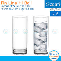 Ocean แก้วน้ำ 355 ml(6ใบ) Fin Line Hi Ball B01213 โอเชียน แก้วน้ำร้านอาหาร แก้วเครื่องดื่ม แก้วน้ำอัดลม