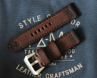 สายนาฬิกาแนว vintage หนังแท้น้ำตาล ขนาด 18 มม.  20 มม., 22มม., 24มม, watch strap สายนาฬิกา พร้อมบัคเคิล งานHand craft by TYME