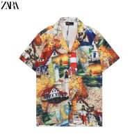 ℡ Zara เสื้อเชิ้ตลําลอง คอปก สําหรับผู้ชาย และผู้หญิง