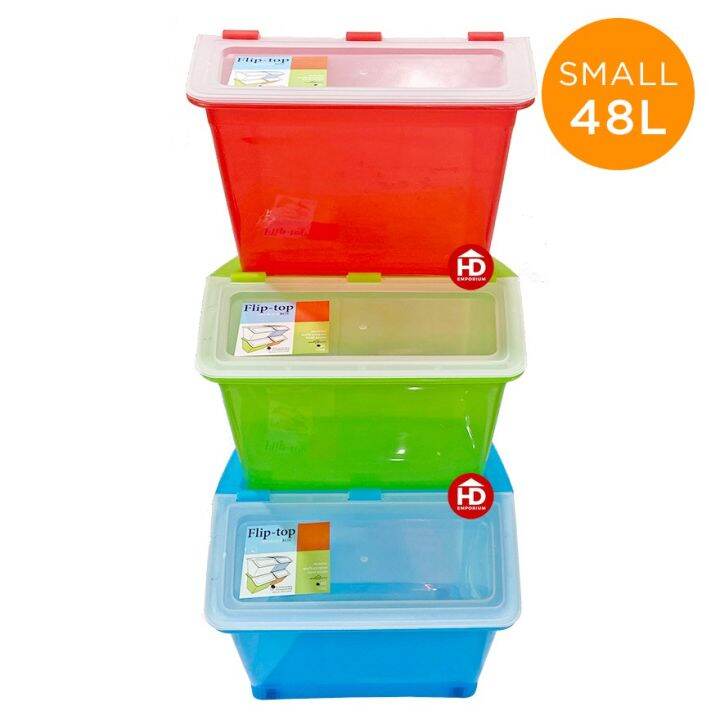Flip Top Storage 48L Small RGB Basic Colors stackable storage box