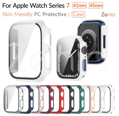 Zenia สีสัน PC Skin-friendly เปลี่ยนเคสห่อหุ้มเข้ากันได้กับ Apple Watch Series 7 41 มม./45 มม. Sport Smart Watch อุปกรณ์เสริม