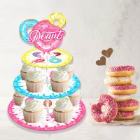 【hot】 3 Tier Donut Birthday Dessert Display Baby Shower Wedding Decoration