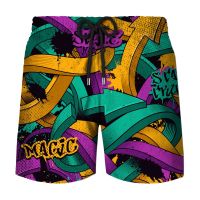 Hot New Fashion 3D Printing Swim Trunks Mens Summer Beachwear Loose Swim Trunks Korean Wave Swimwear Hip Hop Vacation Shorts