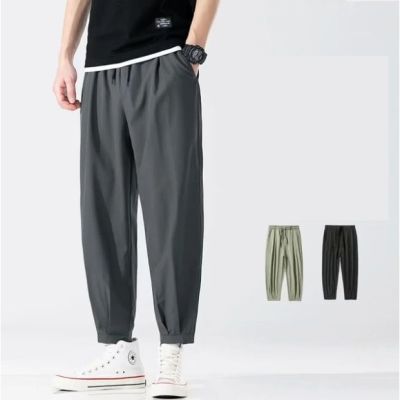 Triple AMens ice silk casual pants mens loose plus fat plus size nine-point pants fat sports ultra-thin pants mens pants QC7311625