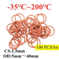 100pcs Red VMQ Silicone O Ring CS 1.5mm OD 4.5mm 45mm FoodGrade Waterproof Washer Rubber Insulated O Shape Seal Gasket