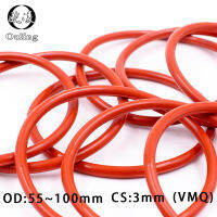 2 ชิ้น/ล็อตแหวนซิลิโคนสีแดงซิลิคอน/VMQ Oring CS3mm ความหนา OD55/60/100*3 มม. ยาง O-ring Seal ซิลิโคนซีลปะเก็นเครื่องซักผ้า-sharse385