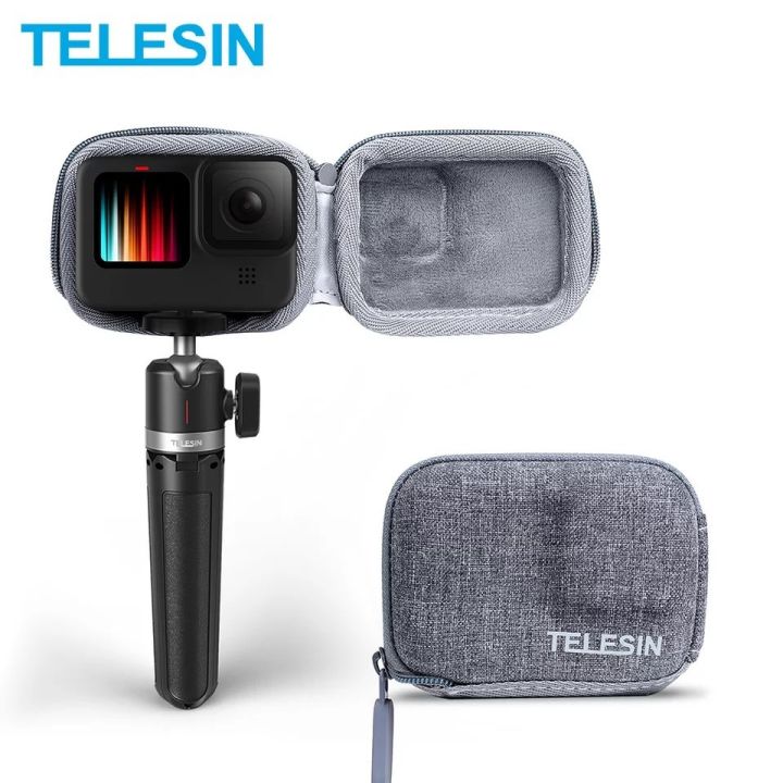 new-telesin-gopro-hero-12-11-10-9-grey-mini-protective-bag-half-open-quick-release-กระเป๋าผ้าสีเทา-gopro-9-10-11-12-กันกระแทก