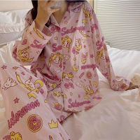 Women Pajamas Set Japan Anime Pijama Mujer Long Sleeve 2pcs Sailor Girls Print Sleepwear Kawaii Ins Home Clothes Nightwear 2022