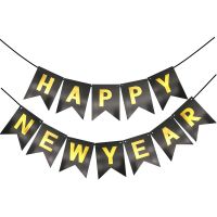 10Pcs 2023 Happy New Year Eve Paper Banner Anniversary New Year Christmas Festival Party Home For DIY Decoration Supplies Banners Streamers Confetti