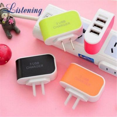 ✨100K + ขาย,COD,24H ส่งออก✨ที่ชาร์จ3USB ในสีลูกอมอเนกประสงค์ Adaptor Traveling ที่ชาร์จโทรศัพท์มือถือ2.0A ปลั๊ก US