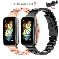 ใหม่นาฬิกาข้อมือสแตนเลสสายสายสำหรับ Huawei 7สายรัดข้อมือโลหะสำหรับเปลี่ยน Huawei Band 7 NFC