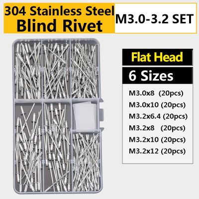 304 stainless steel Self Plugging Open End Dome Head Pop Blind Rivets Assortment Kit Set Sheet Metal Automotive Duct Work
