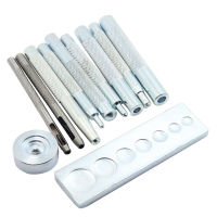 11 Pcs Leather Craft Kit Punching Holes Snap Button Working Tools for Hole Punch Rivet Button Setter Die Base Tool Leather Belt