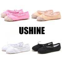 【Love ballet】 USHINE EU22 45หัวผ้ารองเท้าแตะโยคะครูยิมออกกำลังกายในร่มผ้าใบสีชมพูรองเท้าเต้นรำบัลเล่ต์เด็กเด็กสาวผู้หญิง