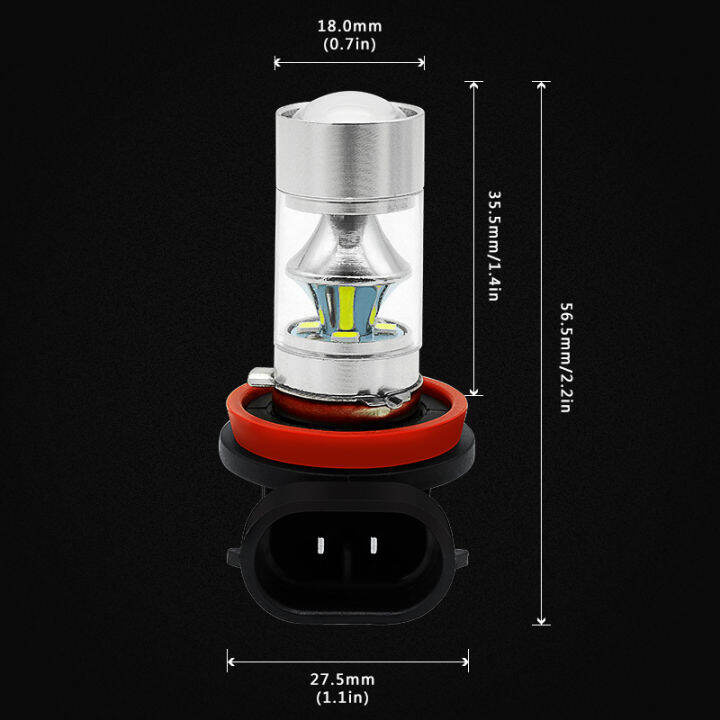 ไฟวิ่งกลางวัน-led-h11-h8จำนวน2ชิ้น60w-6000k-สำหรับ-toyota-camry-rav4-collora-yaris-reliz-tacoma-vios