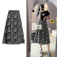 COD DSFERTGERRYYY Summer New Student Little Daisy Skirt Floral Skirt Female High Waist All-Matching A-LINE Chiffon skirt