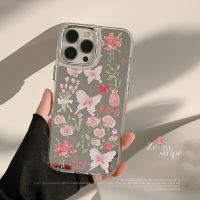 เคสโทรศัพท์มือถือ Apple iPhone 14/13/12/11/X/x/xr ลายกุหลาบผีเสื้อเคสโทรศัพท์มือถือ13 Pro Max เคสโทรศัพท์มือถือซิลิโคน14 Plus พร้อมกระจกเปลือกแข็ง12 Mini ล้อมรอบป้องกันการตก