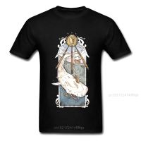 Retro Whale MenS Unique T-Shirt Cool Short Sleeve Black Tee Shirts Top Cotton Fabric Classic Sea Ship Painting 【Size S-4XL-5XL-6XL】