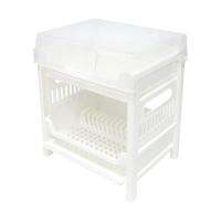 ชั้นคว่ำจานพลาสติก 2 ชั้น มีฝาครอบ SN 787 สีขาว2-TIER PLASTIC DISH DRAINER WITH LID SN 787 WHITE **พลาดไม่ได้แล้วจ้ะแม่**