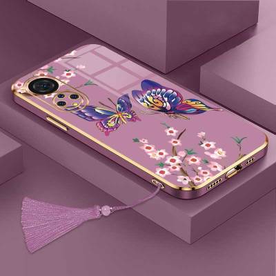 เคสสำหรับ Honor X7 Honor X7A 5G เคสโทรศัพท์ลายผีเสื้อสุดหรูพร้อมกล้องรูปดอกไม้เคสซิลิโคนนิ่มขอบชุบฟรีสายคล้อง