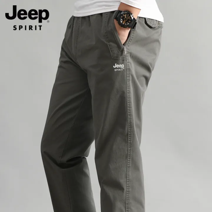 JEEP SPIRIT Men's Pants Oversized New Cotton Cargo Pants Loose Straight