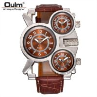 【❉HOT SALE❉】 qiqinqi นาฬิกาข้อมือ Military Oulm นาฬิกาสายหนัง3หน้าปัดขนาดเล็กนาฬิกาข้อมือชาย Relogio