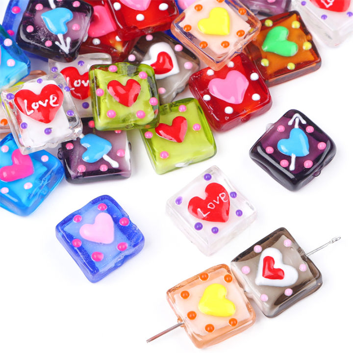 1pc-15mm-handmade-square-cube-lampwork-ลูกปัดแก้ว-heart-charms-สำหรับ-diy-เครื่องประดับหัตถกรรมทำ-accessories