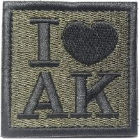 เวลโคร แพทช์ทหาร ไอเลิฟเอเค คาลาชนิคอฟ Velcro Military Patch I LOVE AK แพทช์ทหาร ตีนตุ๊กแก Military Moral Patch