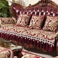 (Sea of Stars)ยุโรปหรูหราลูกไม้ Jacquard Chenille โซฟาปกที่นอนปลอกเฟอร์นิเจอร์ Loveseat ที่เท้าแขนเก้าอี้ป้องกันผ้าขนหนูลื่น