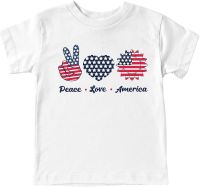 Zanjkr Short Sleeves Boys Shirts Independence Day Peace Love America Print Short Sleeved T Shirt 3~14 Children Control Top (AC, 11-12 Years)