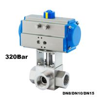 DN8/DN10/DN15 32Mpa 300bar High Pressure Ball valve 3 Way Stainless steel SS304 Pneumatic Ball Valve 1/4 3/8 1/2 T L Type