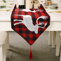 Quality Christmas Table Runner Embroidered Knitted Fabric Table Runner Christmas Decorations For Home Snowman Elk Tablecloth