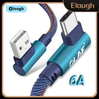 Elough 2เมตร USB ชนิด C 90องศาสาย Usb C สำหรับชาร์จได้อย่างรวดเร็ว Usb C สายเคเบิล Type-C Usb สายชาร์จสำหรับ Samsung S8 S9 Note 9 8 Xiaomi Mi6 Mi8