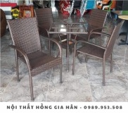 Bàn ghế mây nhựa - Giá rẻ, đẹp, chất lượng tốt Hồng Gia Hân H1220