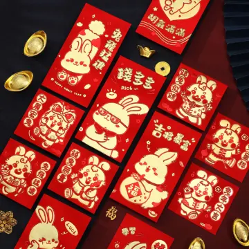 2023 Year Of The Rabbit Red Envelope 6pcs Cartoon Red Envelopes