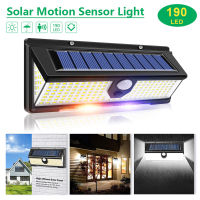 190 LED Solar Lights Outdoor Solar Lamp with PIR Motion Sensor Alert Flashing Waterproof Warning Light for Courtyard Garden Yard