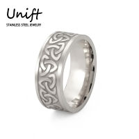 แหวนสแตนเลสสำหรับผู้ชายผู้หญิง Trinity Celtic Knot Triquetra Finger Ring เครื่องประดับวินเทจ Amulet Viking อุปกรณ์เสริม Gift