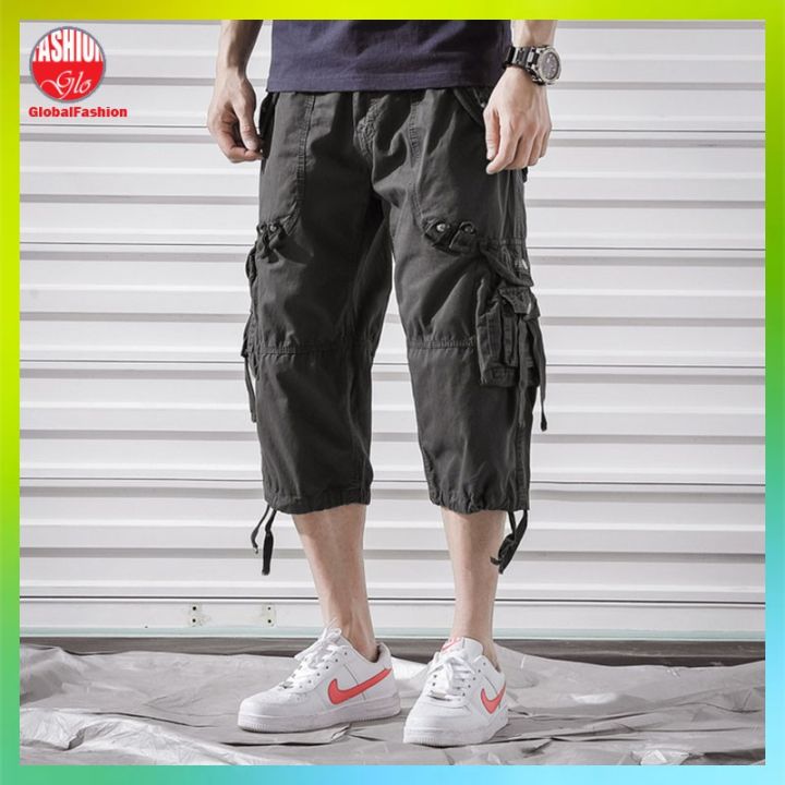 100% Cotton Three Quarter Pants Men Korean 3 Quarter Pants Casual Shorts  Cropped 3/4 Pants M-4XL | Lazada