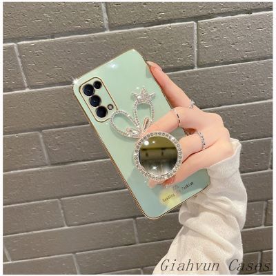 ∈☫ Diamond Mirror Crown Bracket Holder Soft Phone Case For Samsung A32 A52 A72 S20 S21 S22 Plus Ultra Pro FE A 71 51 Note 10 20