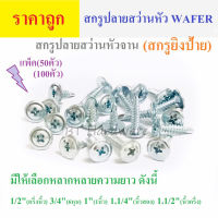 สกรูปลายสว่าน หัวWAFER (สกรูยิงป้าย) (สกรูหัวจาน) ชุบขาว เบอร์ 8 พร้อมส่งทุกความยาว (แบ่งขาย)