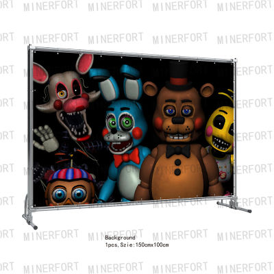 Hot FNAF Five Nights Fredyed Tablecloth Tableware ถ้วย Happy Birthday Banner Baby Shower Party ตกแต่งเด็ก Toy