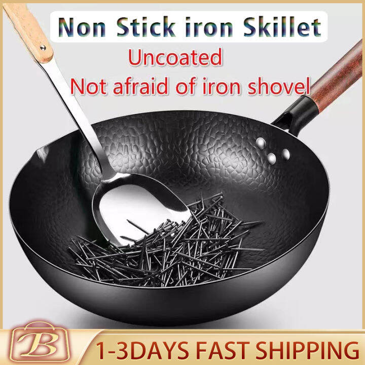 Nonstick Wok pan 32cm Made from High Quality Carbon Steel Kitchen