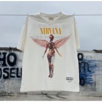 ขนาดบวก เสื้อยืดแขนสั้นลําลอง คอกลม พิมพ์ลายอัลบั้ม NIRVANA Angel Limited สีขาว สไตล์วินเทจ