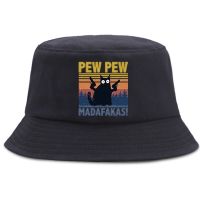 COD tjjs079 Topi Nelayan（Ready Stock） Fisherman Hat Pew Pew Madafakas Black Cat Detective Cotton Unisex Bucket Hat Outdoor Visor Beach Hat