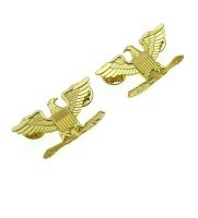 PAIR OF WW2 US ARMY COLONEL EAGLE WAR BIRD DEVICE PIN GOLD copper BADGE LAPEL INSIGNIA