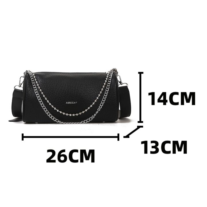 กระเป๋าสะพายพาดลำตัวสำหรับผู้หญิงทำจากหนัง-pu-กระเป๋าและกระเป๋าถือเนื้อละเอียดกระเป๋าสะพายสีดำโซ่ของผู้หญิง